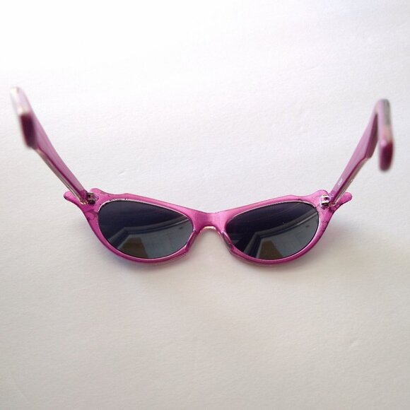 Sunglasses Retro Cat Eye Fuschia Glitter Frame Gray Lens - Picture 7 of 14